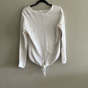 Lucky Brand White Tie-Front Sweater